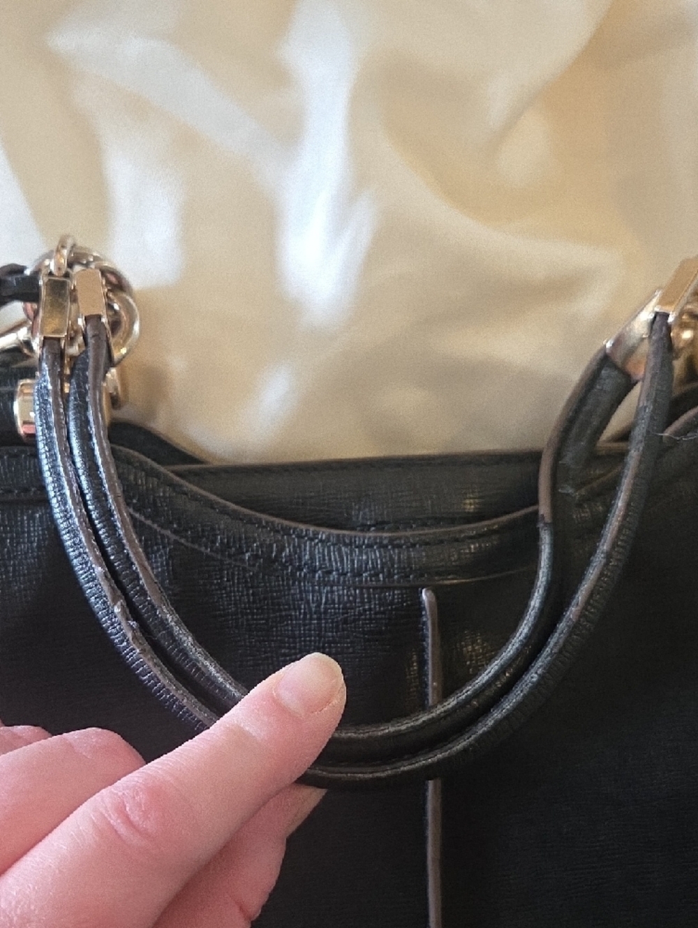 Vintage Coach Black Leather Satchel with Silver Chain Accents - Picture 12 of 13